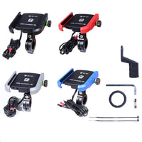 HKM-042323 Fast Charging Motorcycle Phone Holder for 3.5-6.5 Inch Devices - Adjustable Bracket with 150cm Cable and Durable PA66+GF Material