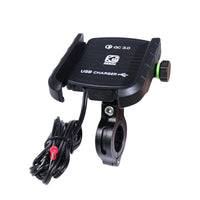 HKM-042323 Fast Charging Motorcycle Phone Holder for 3.5-6.5 Inch Devices - Adjustable Bracket with 150cm Cable and Durable PA66+GF Material