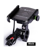 HKM-042323 Fast Charging Motorcycle Phone Holder for 3.5-6.5 Inch Devices - Adjustable Bracket with 150cm Cable and Durable PA66+GF Material