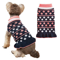 HKM-0423613 Autumn Winter Dog Sweater Dress with Star Wave Design, Acrylic Fiber, Multiple Sizes Available