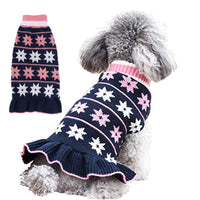 HKM-0423613 Autumn Winter Dog Sweater Dress with Star Wave Design, Acrylic Fiber, Multiple Sizes Available