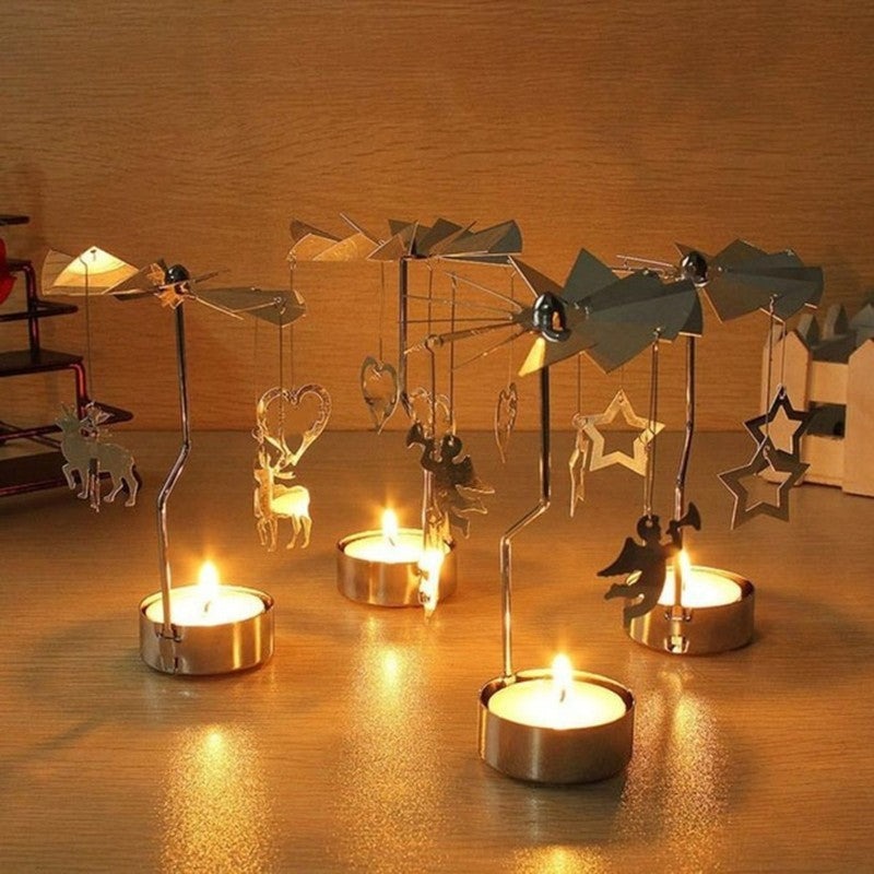 HKM-042387 Windmill Candle Stand - Handcrafted Iron and Aluminum Design for Atmospheric Candle Lighting
