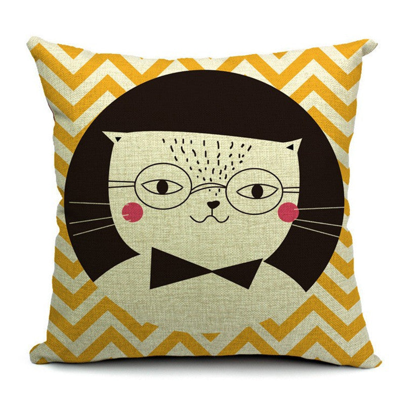 HKM-042451 Cat-Themed Cotton and Linen Waist Pillow with PP Cotton Filling