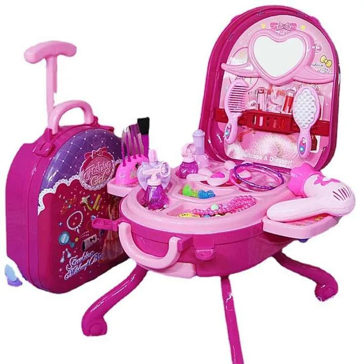 HKM-042451 Children's 2 in 1 Pretend Play Dressing Table & Cosmetic Box Set - Suitable for Ages 2 to 13