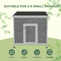 HKM-0424893 Wooden Duck Coop with Openable Roof, Removable Floor, and Double Doors for 3-6 Ducks or Chickens