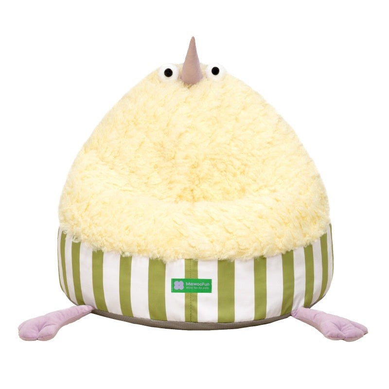 HKM-0425277 Cozy Removable Washable Pet Bed with Sound Toys - Yellow Bird & Gray Chicken Designs