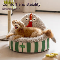 HKM-0425277 Cozy Removable Washable Pet Bed with Sound Toys - Yellow Bird & Gray Chicken Designs