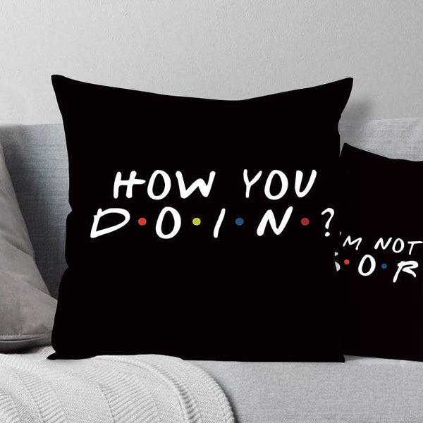 HKM-042579 Black Geometric Abstraction English Letter Pillow Cover, Modern 45x45cm, Chemical Fiber