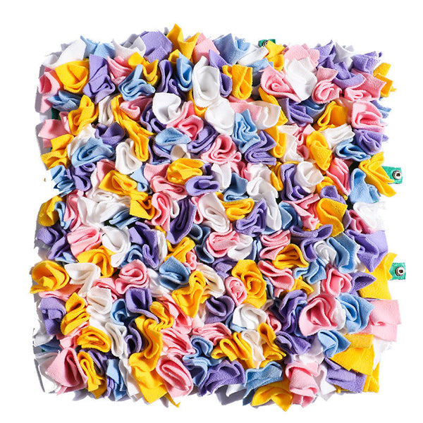 HKM-0426045 Colorful Plush Pet Foraging Training Blanket for Engaging Dog Play, 45x45 cm