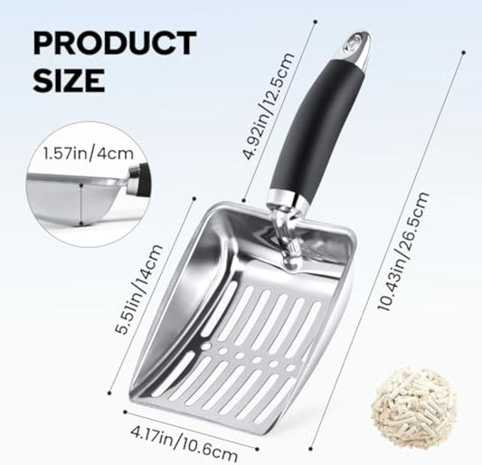 HKM-0426685 Stainless Steel Cat Litter Scoop with Comfortable Grip and Easy Sifting Design