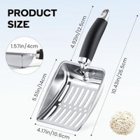HKM-0426685 Stainless Steel Cat Litter Scoop with Comfortable Grip and Easy Sifting Design
