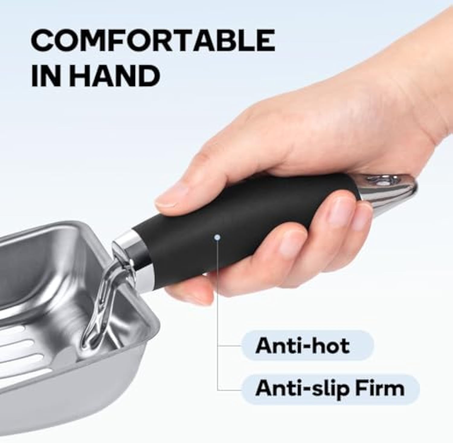 HKM-0426685 Stainless Steel Cat Litter Scoop with Comfortable Grip and Easy Sifting Design