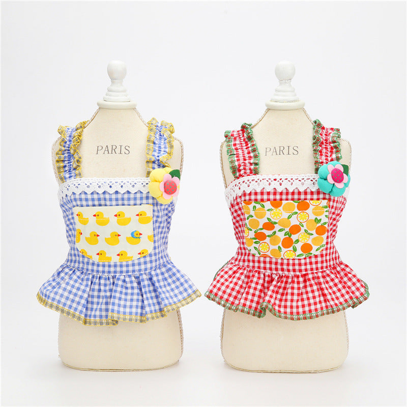 HKM-0427581 Summer Floral Sling Skirt for Small Dogs - Lightweight Polyester Design for Comfort