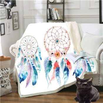 HKM-042835 Thick Plush Square Blanket with Cartoon Flower Pattern, 100% Polyester Fiber