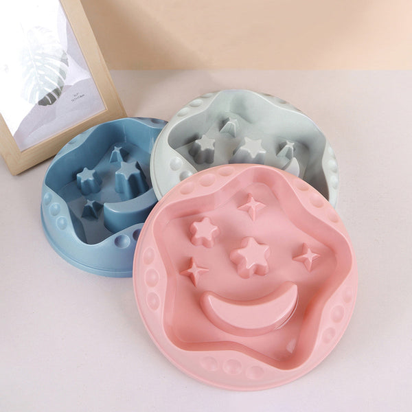 HKM-0428477 Large Capacity Moon Star Wings Slow Feed Dog Bowl for Water and Food