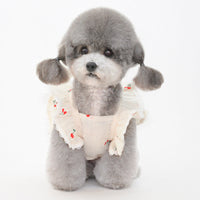 HKM-0429373 Cherry Flying Sleeve Skirt for Dogs and Cats - Stylish Pet Attire in Red and Yellow