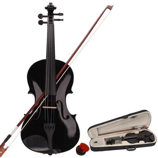 HKM-043027 Black Acoustic Violin with Full-Size Body and Smooth Finish