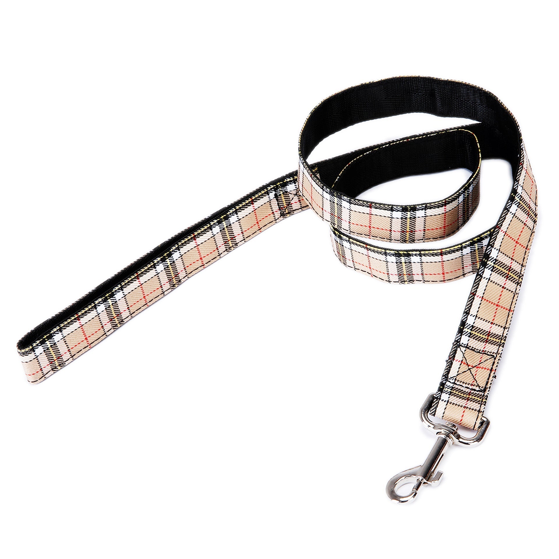 HKM-0430781 Black Plaid Stripe Pet Traction Rope with Extension Strap