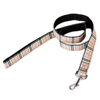HKM-0430781 Black Plaid Stripe Pet Traction Rope with Extension Strap
