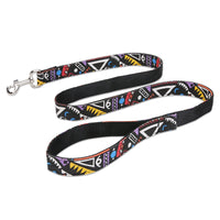 HKM-0430781 Black Plaid Stripe Pet Traction Rope with Extension Strap