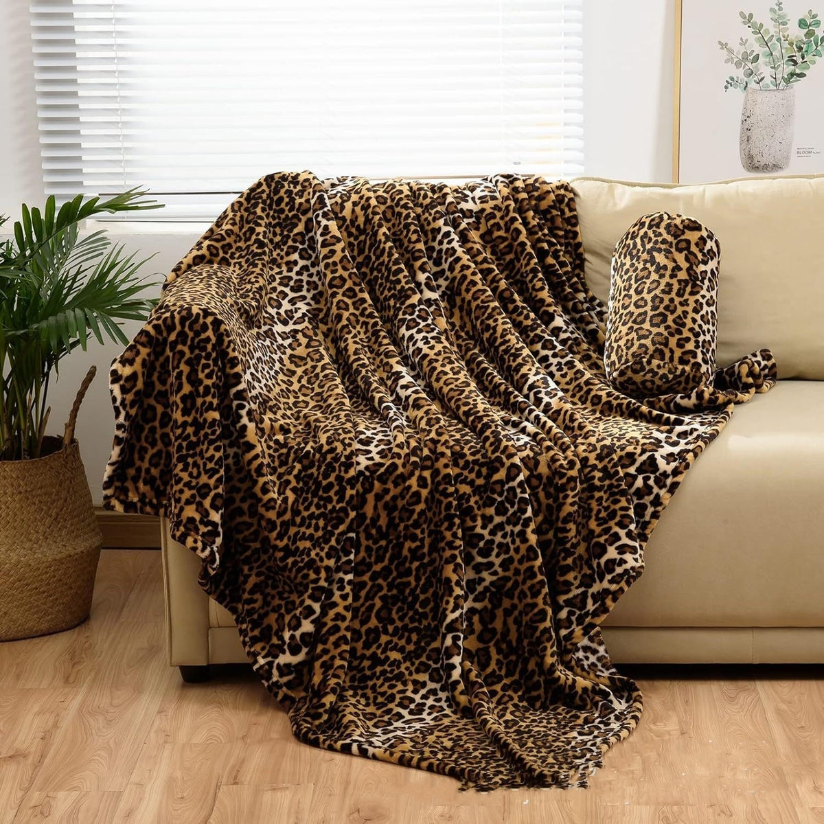 HKM-043091 Super Soft Leopard Print Thermal Flannel Blanket - All Season, Multiple Sizes Available