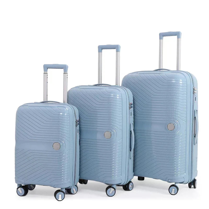 HKM-043155 Soft ABS Luggage Set with Trolley - 20, 24, 28 Inch Travel Suitcases