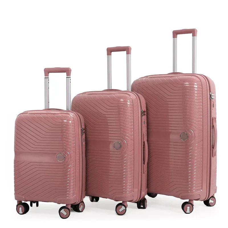 HKM-043155 Soft ABS Luggage Set with Trolley - 20, 24, 28 Inch Travel Suitcases