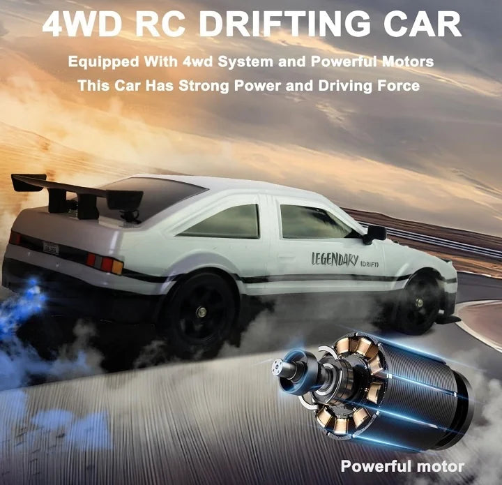 HKM-043219 1/16 Scale 2.4GHz 4WD Remote Control Drift Car with LED Lights and Drift Tires