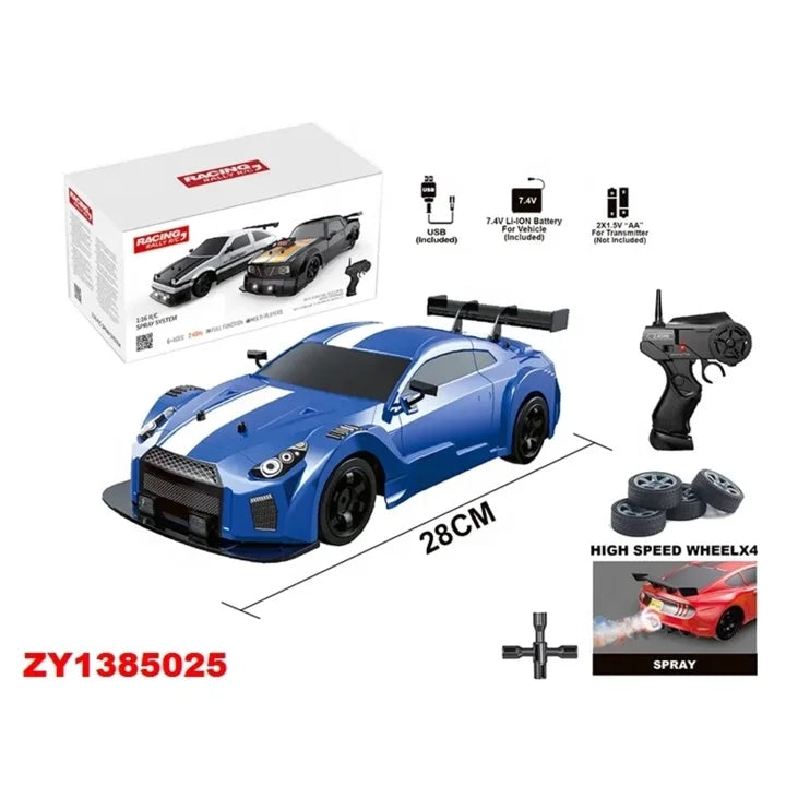 HKM-043219 1/16 Scale 2.4GHz 4WD Remote Control Drift Car with LED Lights and Drift Tires