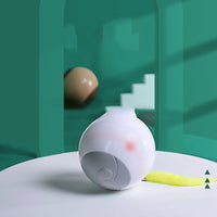 HKM-043219 LED Luminous Automatic Rolling Cat Toy Ball - White & Brown, USB Charging Cable Included