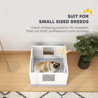 HKM-0432445 Whelping Box for Small Dogs with Adjustable Entrance, Waterproof Pad, and Non-slip Features