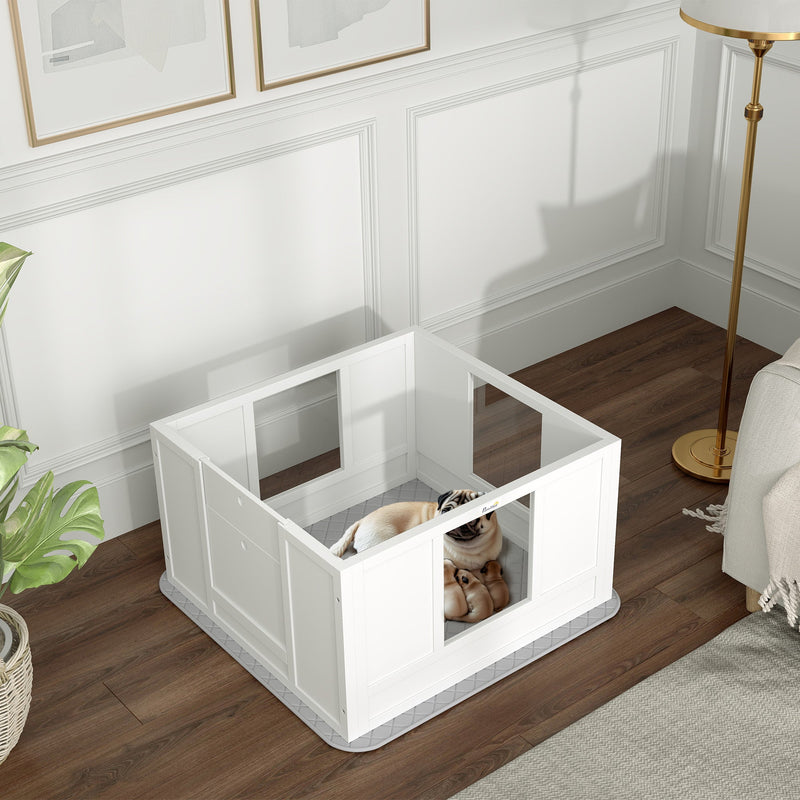 HKM-0432445 Whelping Box for Small Dogs with Adjustable Entrance, Waterproof Pad, and Non-slip Features