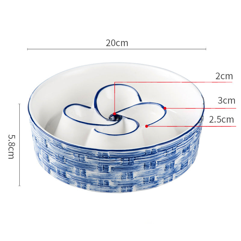 HKM-0432957 Ceramic Non-Slip Slow Feeder Bowl for Medium to Large Dogs