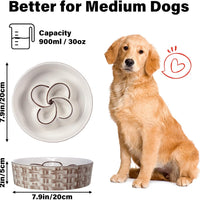 HKM-0432957 Ceramic Non-Slip Slow Feeder Bowl for Medium to Large Dogs