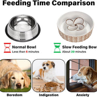 HKM-0432957 Ceramic Non-Slip Slow Feeder Bowl for Medium to Large Dogs