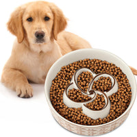 HKM-0432957 Ceramic Non-Slip Slow Feeder Bowl for Medium to Large Dogs