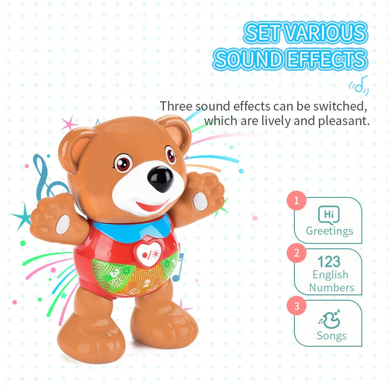 HKM-043347 Cartoon Talking Teddy Bears with Light and Music for Early Education - Suitable for Ages 0 to 24 Months