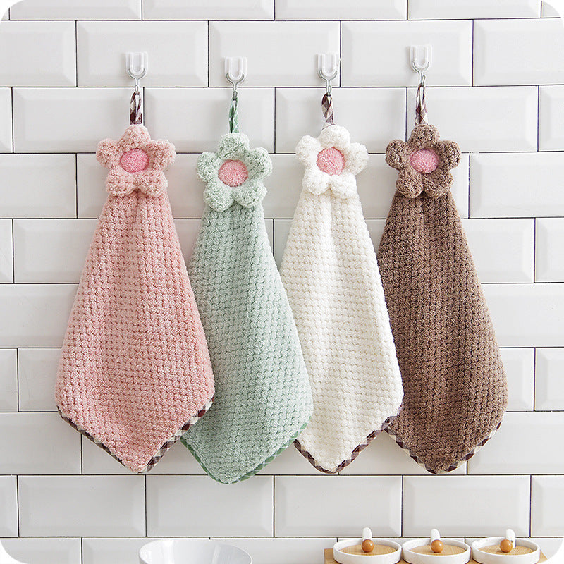 HKM-043347 Hangable Flower Hand Towel in Mixed Hair Color for Pots and Bowls