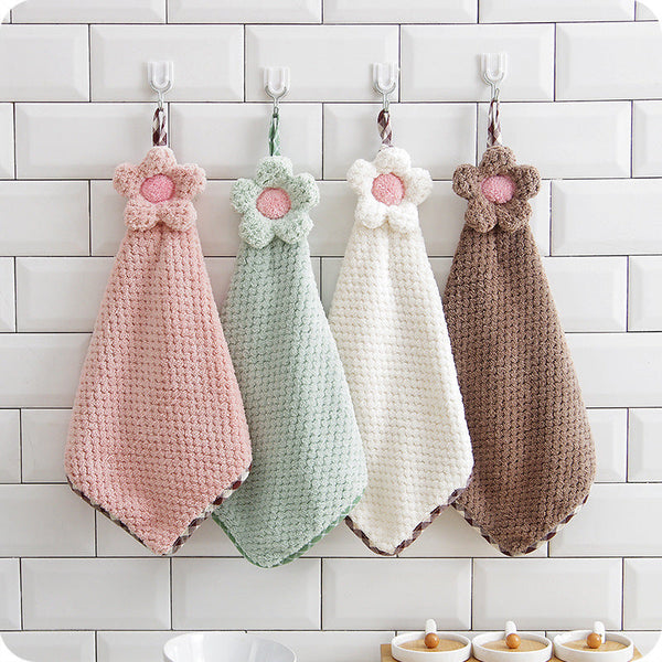HKM-043347 Hangable Flower Hand Towel in Mixed Hair Color for Pots and Bowls