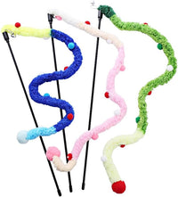 HKM-0434237 Interactive Plush Cat Wand with Colorful Teaser Strip and Bells for Engaging Playtime