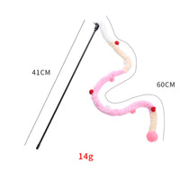 HKM-0434237 Interactive Plush Cat Wand with Colorful Teaser Strip and Bells for Engaging Playtime
