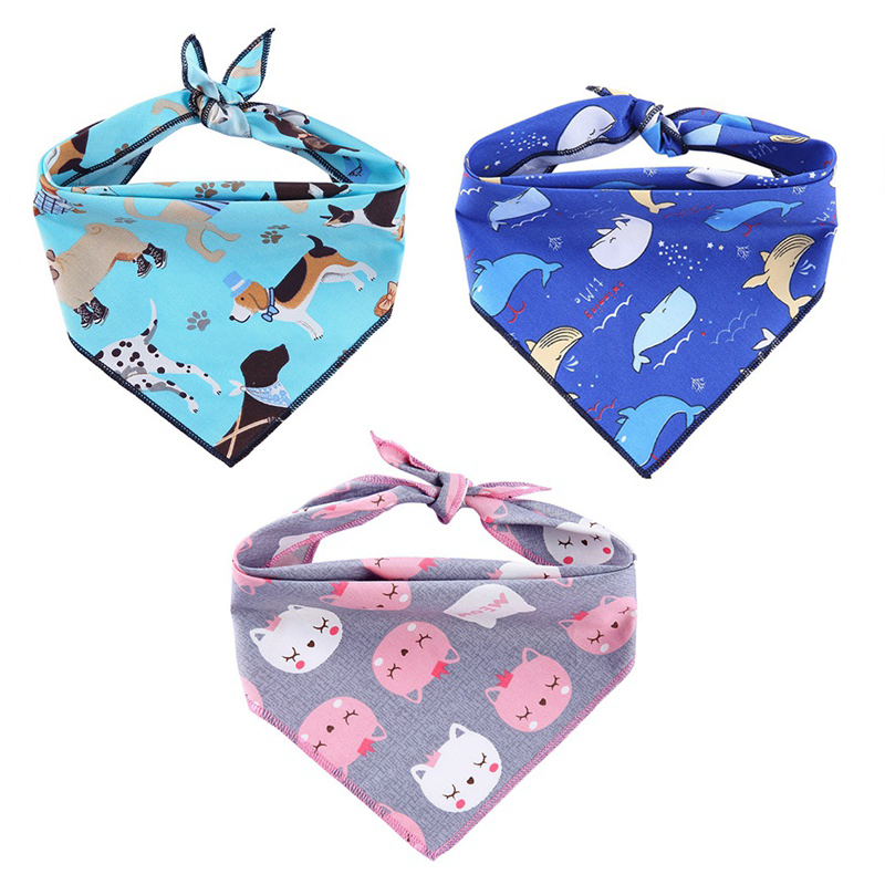 HKM-0434365 Triangle Dog Scarf in 100% Cotton with Cute Animal Patterns for All Seasons - L & XL Sizes Available
