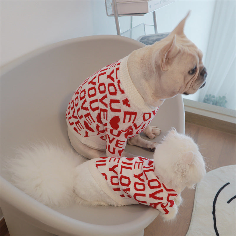 HKM-0434749 Cozy Rabbit Velvet Padded Dog Sweater in Red