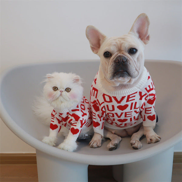 HKM-0434749 Cozy Rabbit Velvet Padded Dog Sweater in Red