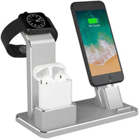 HKM-043475 Three-in-One Aluminum Charging Bracket for Apple Watch, Phone, and Headset - Non-Slip Design