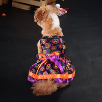 HKM-0435133 Halloween Double-layer Pet Skirt in Colorful Pumpkin and Skull Designs