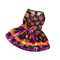 HKM-0435133 Halloween Double-layer Pet Skirt in Colorful Pumpkin and Skull Designs