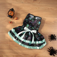 HKM-0435133 Halloween Double-layer Pet Skirt in Colorful Pumpkin and Skull Designs