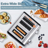 HKM-043667 Digital LED Display 4-Slice Stainless Steel Toaster with Smart Features