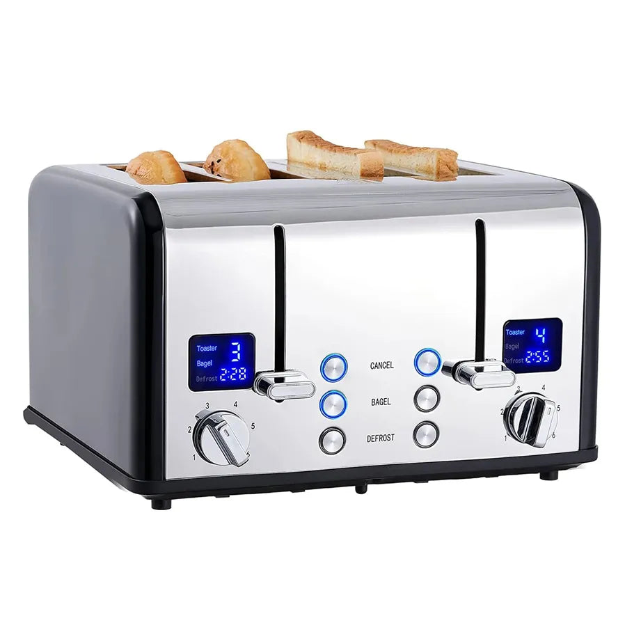 HKM-043667 Digital LED Display 4-Slice Stainless Steel Toaster with Sm ...